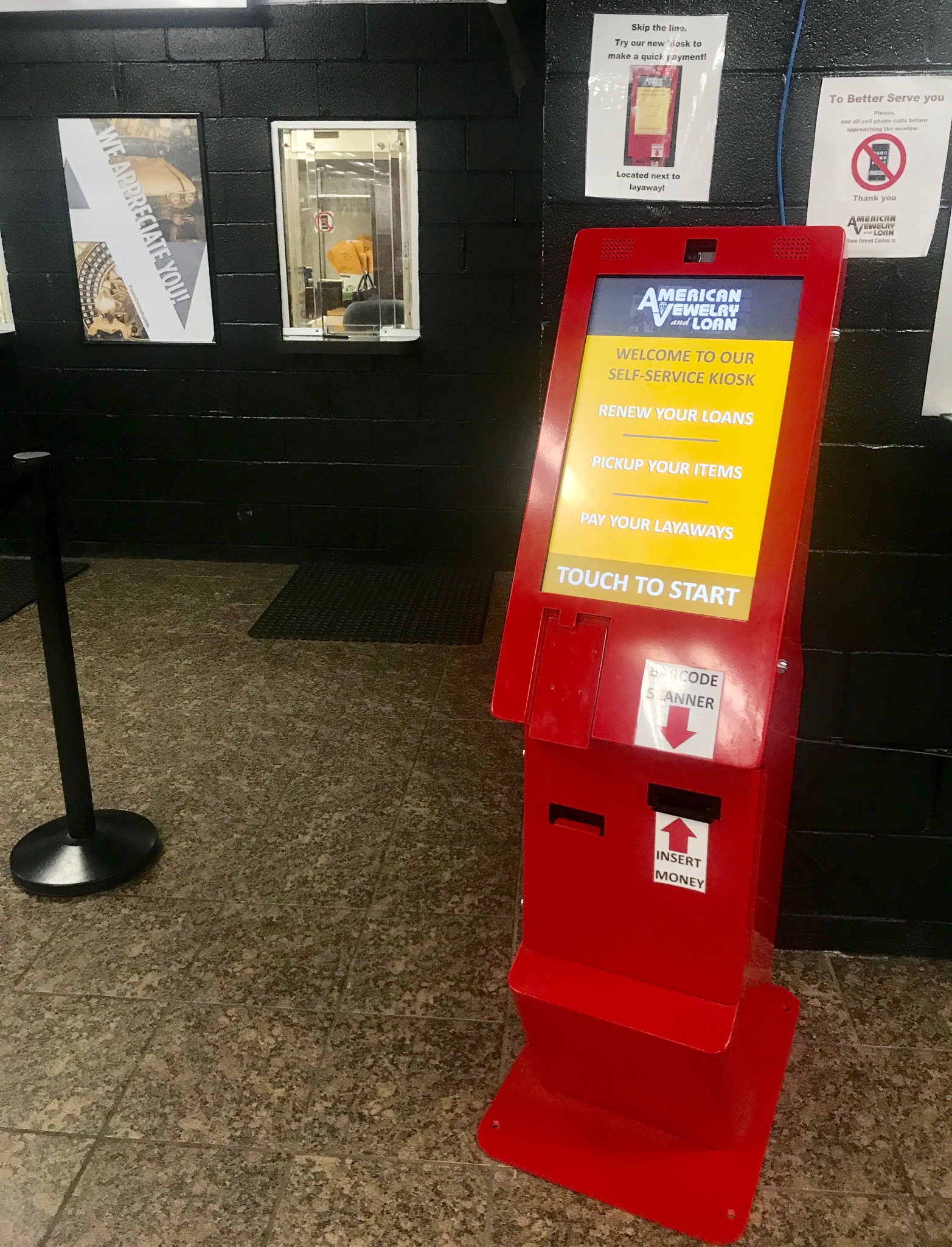 American Jewelery & Loan's new self-service payment kiosk gets cutomers in and out the door in two minutes.